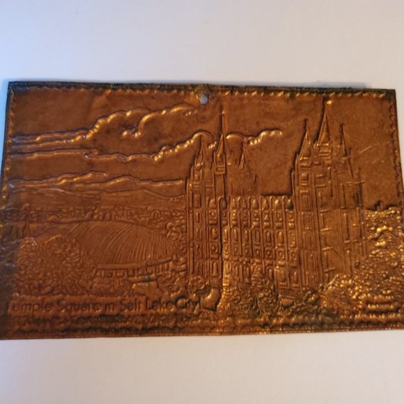American Vintage Other - Vintage Copper Postcard of Temple Square in Salt Lake City